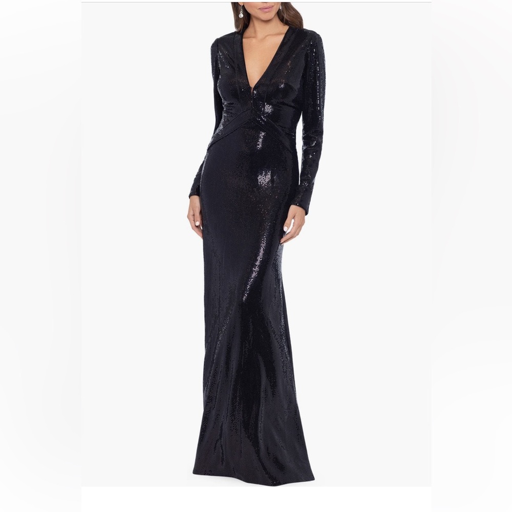 Elegant Black Sequin Maxi Gown with open back